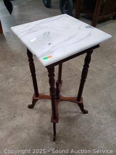 Cherry Finish Marble Top Accent Table