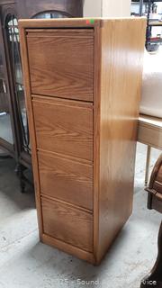 Oak 4-Drawer Vertical Filing Cabinet