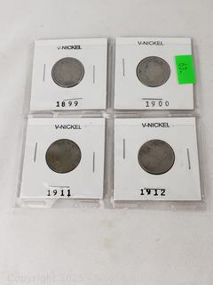 (4) 1899-1912 US Victory Nickels