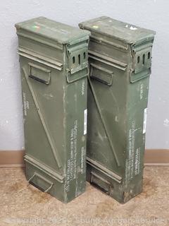 Pair of US Military 120mm Cartridge Munition Tins