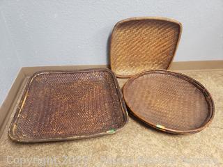 3 Vintage Woven Baskets