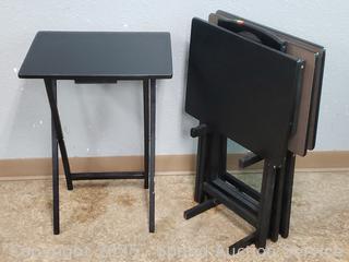 Set of 4 Black Finish TV Tray's w/Racks