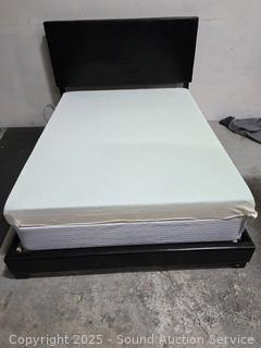 Black Headboard Platform Bed w/Queen Foam Mattress