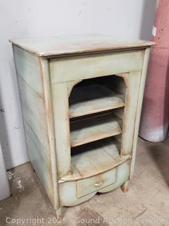 Country Home Distressed Finish Wood Cubby Side Table