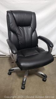 Black Pleather Rolling Adjustable Office High Back Chair