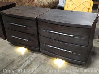 2 Casana Bottom Lit 2-Drawer Nightstands
