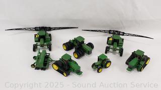8pc Collectible Diecast John Deere Tractor Figures