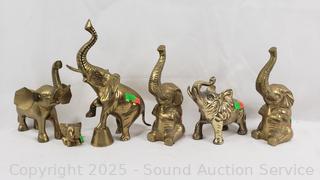 6 Brass Elephant Figures 