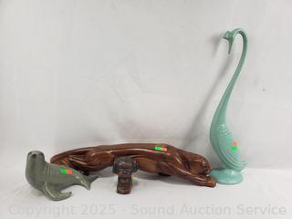 4pc Pottery Animal Figures 