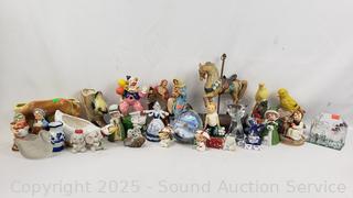 Assorted Pottery Figures, Decor