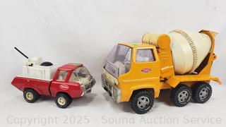 2 Vintage Steel Tonka Concrete Mixer & Fire Trucks
