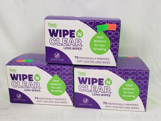 (3) 75pk Flents Wipe n' Clear Lens Wipes