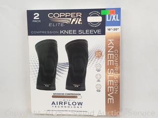 2pk Copper Fit Elite Compression Knee Sleeves S:L/XL,16-20"