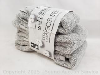4 Purely Indulgent Gray Cotton Hand Towels & Washcloths
