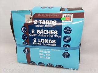 2 Heavy Duty Brown 12ft x16ft Tarps