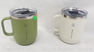 2 Thermo Flask 12oz Insulated Steel Mugs w/Lids