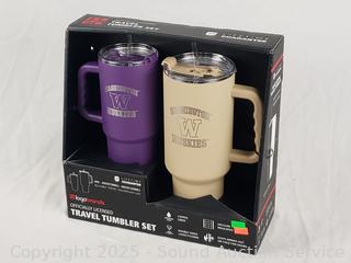 WA Huskies 24oz & 40oz Travel Tumbler Set w/Straws & Lids
