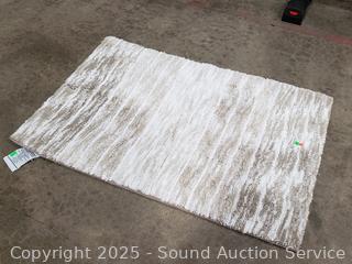 Beige/White Luxury Cotton 24" x 36" Bathmat