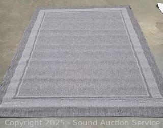 Ravenna Collection 7'10" x 10ft Geo Border Silver Iron Area Rug
