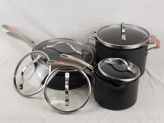 6pc Kirkland Hard Anodized Non-Stick Cookware w/5 Lids