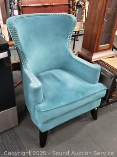 Green Upholstered Nailhead Accent Armchair