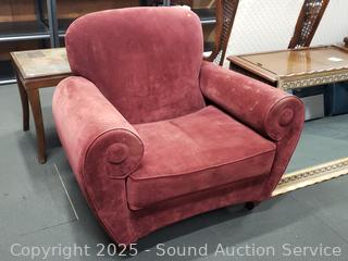 Burgundy Upholstery Extra-Wide Armchair
