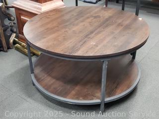 Dark Finish 2-Tier Round Coffee Table