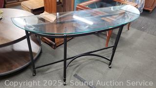 Beveled Glass Black Metal Base Sofa/Hall Table