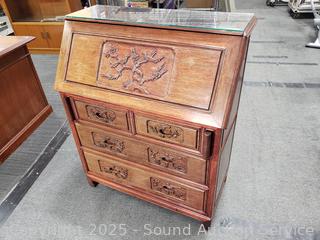 Vintage 4-Drawer Drop Front Secretary Desk