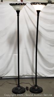 Pair of Floor Lamps w/Glass Shades