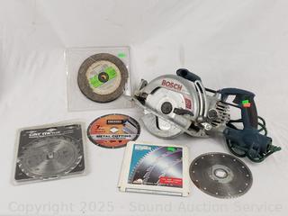Bosch 7-1/4" Worm Drive Circular Saw & w/Several Circular Saw Blades