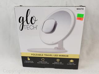 Glo Tech White Foldable LED Travel Mirror