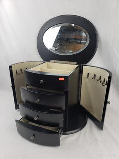Black Finish 3-Drawer Jewelry Chest