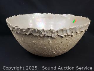 Signed Handcrafted Iridescent Pottery Bowl