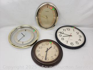 4 Quartz Wall Clocks 
