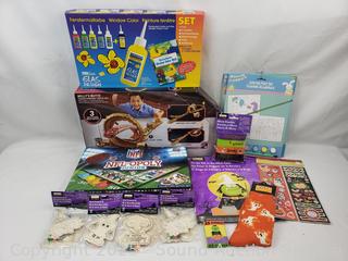 Assorted Arts Glass, NFL-opoly Game, Mattel Race Track Set