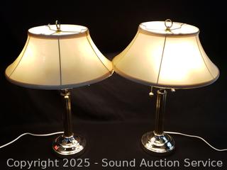 2 Brass Finish 2-Light Table Lamps