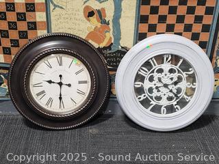 2 Large Quartz Wall Clocks 