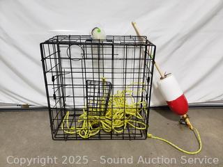 24" Steel Crab Trap w/Rope & Buoy