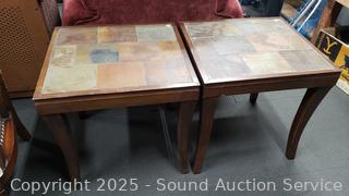 Pair of Tile Top Accent Tables 