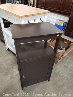 Brown Finish Louvre Door Cabinet 