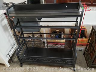 Black Steel Rolling Sports Equipment Cart