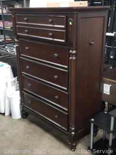 Ashley Furniture Highboy Cherry 5-Drawer Dresser