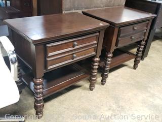 2 Ashley Furniture Cherry 2-Tier Single Drawer Nightstands