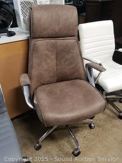 Brown Microfiber Adjustable Rolling High-back Office Chair 