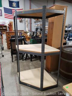 Steel 3-Tier Corner Shelving Unit w/Particleboard Shelves