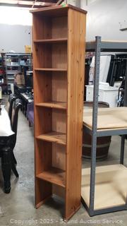 Natural Pine 5-Shelf Narrow Bookcase 