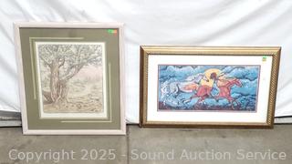 Signed Purcell Etching & Gael '98 Signed Lithograph Artwork
