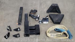 Towing Strap, Wheel Chocks w/Hitch Parts 