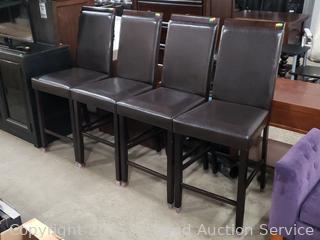 Set of 4 Brown Vinyl Counter Height Chairs 
